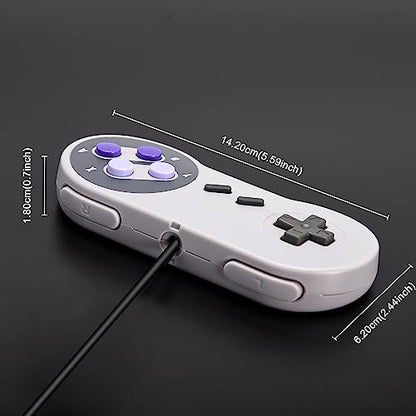 SAFFUN 2 Pack Wired SNES Gamepad Controller - Fully Compatible With Original SNES/SFC [Plug and Play] (Gray/Purple) - color: Wired Gray / Purple