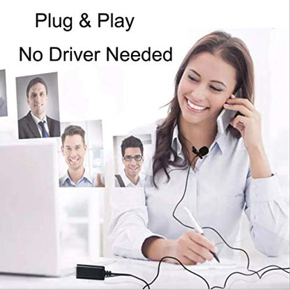USB Microphone Lavalier Lapel Clip on Mic with 6.56ft Cable for Laptop, Computer, PC, Streaming Conferencing,Interviews, Online Singing, Skype, MSN, Audio Video Recording