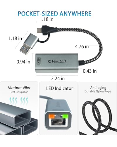 USB A/C to Ethernet Adapter,Ethernet to USB,USBA to RJ45 for Nintendo Switch 2 ,Gigabit Ethernet Adapter, LAN Network for Laptop, MacBook,Chromebook,Surface, Desktop,PC and More (USB A+C 2.5G) - size: USB A+C 2.5G