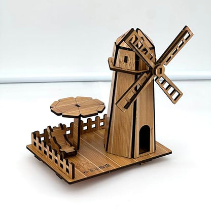 3D Puzzles for Adults, Log Cabin DIY Wooden House Model Kits for Adults to Build, Country Cottage Building Model, 3D Jigsaw Brain Teaser Puzzle, Dollhouse (Holland Windmill)
