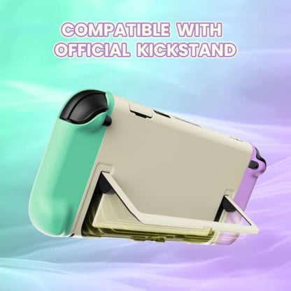 PlayVital Protective Case for Nintendo Switch 2 - Cute Dockable Hard Case Shell for Switch 2 with Thumb Grip & Sticker & Button Caps, Anti-Scratch & Shockproof Cover Skin - Soft Violet & Mint Green - color: Soft Violet & Mint Green