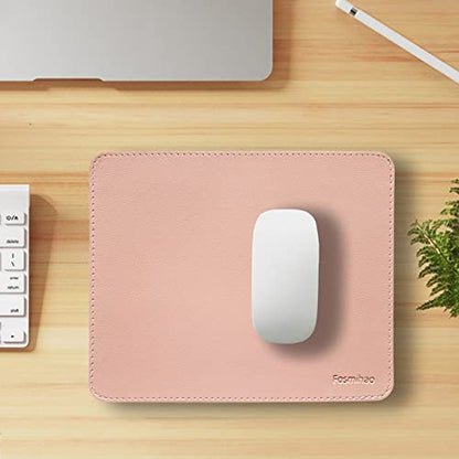 Leather Mouse Pad - Wood Mouse Pad, Double Side Mouse Pad with Stitched Edge, Waterproof Ultra Thin Mouse Pad for Computers, Laptop, Office & Home, 10.2 x 8.3 Inch, 1 Pack (Pink) - color: Pink