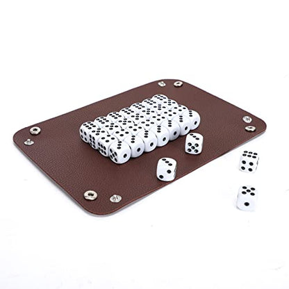 Party Games Leather Dice Cup Set, 6 Black Leather Dice Cups +30 Dice + Exclusive Storage and Transport Case Made of Faux Leather for Dad