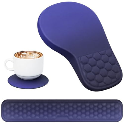 EYROZILL 3 in 1 Ergonomic Mousepad with Wrist Rest, Gaming Keyboard Mouse Pad with Wrist Support Non-Slip Base Massage Design, Pain Relief (Blue/Black) - color: Blue/Black