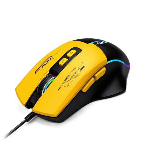 Gaming Mouse, Wired Gaming Mouse with RGB Backlit, 7200DPI Adjustable, PC Gaming Mice with 7 rogrammable Macro Buttonsg, Ergonomic Mouse Gamer for PC, Desktop, Mac，Laptop, Chromebook.