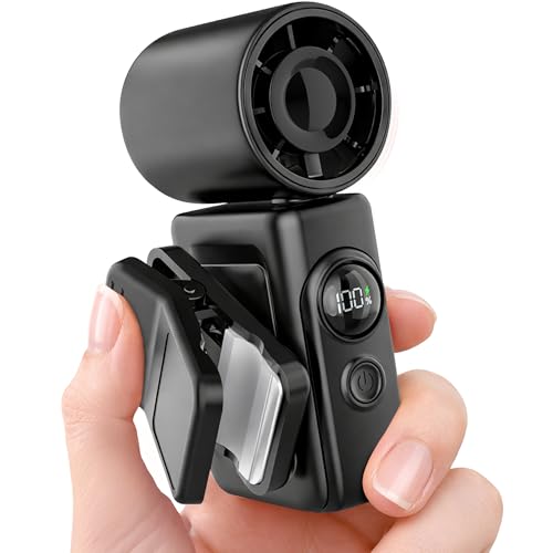 Hotsales Clip-On Portable Fan for Strollers, Handheld Turbo Fan for Travel | Small But Mighty Mini Fan, Detachable 360° Rotating Clip, LED Display, Rechargeable, Summer Outings, Gifts For Women And Men - color: Classic Black, size: 1 Pack