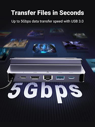 UGREEN Steam Deck Dock, 6-in-1 USB C Docking Station with 4K@60Hz HDMI, Gigabit Ethernet, PD 100W Charging 1xUSB C 2X USB 3.0 Compatible with Steam Deck Rog Ally iPhone 15 Pro/Pro Max