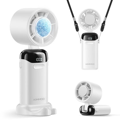 KIMMOO Handheld Portable Turbo Fan with Ice Cooler, Powerful 21000 RPM, Speed (1-199), Up to 14Hrs Cooling, Rechargeable Personal Fan, Small Pocket Hand Fans for Travel/Outdoor/Home/Office (White) - color: White
