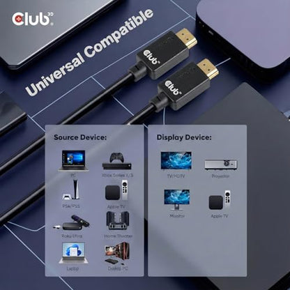 Club3D CAC-1372 Ultra High Speed HDMI 2.1 Certified Cable 4K 120Hz 8K 60Hz M/M 2m - 6.56ft - style: 2m/6.56ft