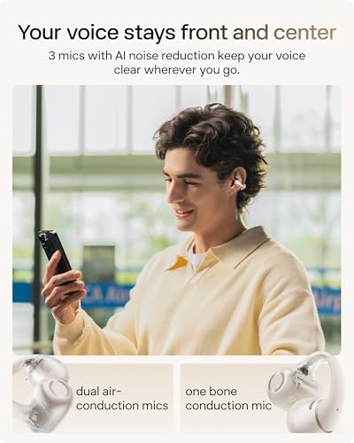 SHOKZ OpenDots 2 Open-Ear Clip-On Earbuds with Upgraded Dolby Audio, 3-Mic Clear Calls, Rich Bass, Up to 40 Hrs of Audio, Wireless Charging, Interchangeable Left/Right Earbuds, IP57, Bluetooth 6.1 - color: Pearl white