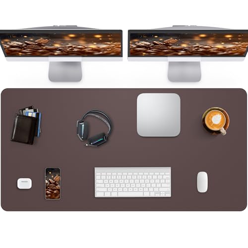 Large Desk Pad Mat - Waterproof Mouse Pad & Desk Protector, Non-Slip XL PU Leather Gaming Mat for Keyboard/Mouse, Stitched Edge with Ergonomic Support, 47"x17" (Coffee) - color: Coffee, size: 48" x 17"