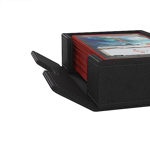 Gamegenic Cards Lair 400+ Convertible Deck Box - Double-Sleeved Card Storage, Holds up to 400 Cards, Premium Card Game Protector, Nexofyber Surface, Black Color, Made - color: Black