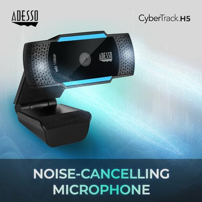 Adesso Cybertrack H5 1080p HD Webcam, Black | USB Autofocus, Microphone, 1920 Pixels X 1080 Pixels, 2.1 Mpixels