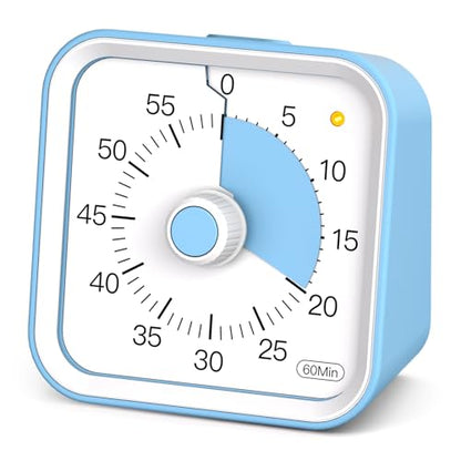 Visual Timer for Kids, Cute Timer with Pause Function, Blue | Time Management for Classroom, ADHD, Kitchen, Toddlers, Study, Alarm 3 Volume Levels, Light Indicator, Easy to Use - color: Blue