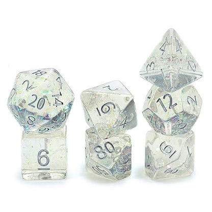and Dice: Holographic Dice: Unicorn - 7pc Set, Transparent, Holographic Glitter Swirl, 7 Resin Dice for Role Playing Games - style: Unicorn