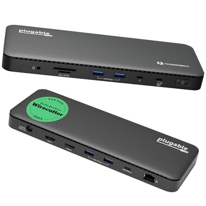 Plugable Thunderbolt 4 Dock, 100W Charging (96W Certified), Dual HDMI Docking Station for Windows and Mac, Single 8K or Dual 4K 60Hz, 40Gbps, 13 Ports with Ethernet, SD/microSD (TBT4-UD5)