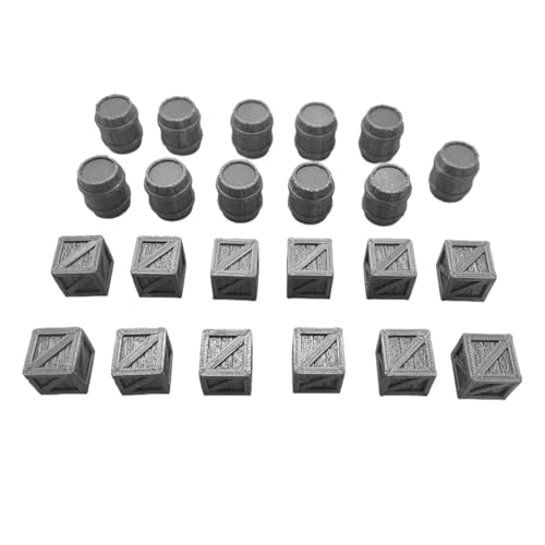 Crates and Barrels DND Terrain Compatible DND Terrain for 25mm Dungeons and Dragons, D&D,40k, RPG, 25mm MiniaturesTabletop RPGs, Wargame Scenery(12PCS Crates+11PCS Barrels)