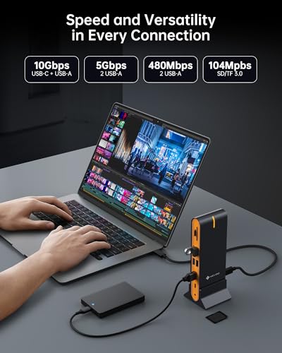 NOVOO Laptop Docking Station Dual Monitor, 15 in 1 Triple Display, 8K@30Hz DP, Dual 4K@60Hz HDMI, 10Gbps USB-A/C, SD/TF, 1Gbps Ethernet, Dual Monitor Adapter Dock for MacBook, Windows Laptops - style: 15-in-1