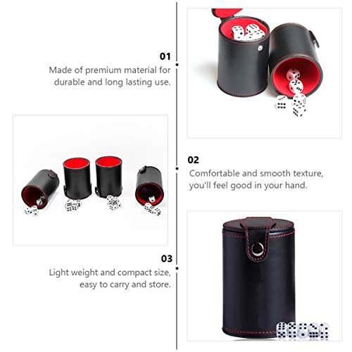 Kisangel Leather Dice Cup Set Double-Layer Dice Storage Cup Bar Game Supplies Set Lid