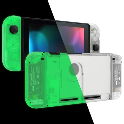 eXtremeRate DIY Replacement Shell Buttons for Nintendo Switch, Back Plate for Switch Console, Housing with Colorful Buttons for Joycon Handheld Controller - Glow in Dark - Green [No Electronics Parts] - color: Glow in Dark-Green