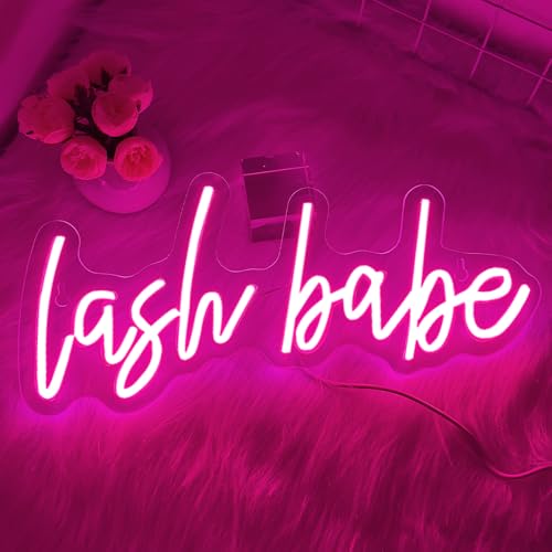 Lash Babe Neon Sign for Wall Decor, Beautiful Pink Lashes Baby Neon Sign for Lash Room Decor, LED Light Sign for Lash Salon, Beauty Room, Nails Hair Bar, Gift for Girls - color: C-LashBabe