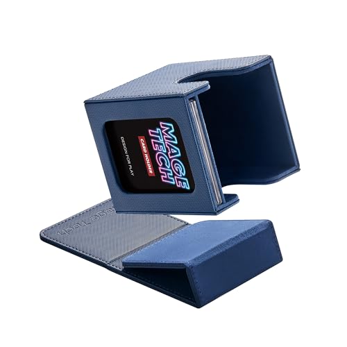 Mage Tech Commander Deck Box Lite - Card Display with Snap Card Holder & Removable Cover, Fits 100+ Single-Sleeved Cards, Ideal for MTG, PTCG, OPCG, SWU & More (Blue) - color: Blue