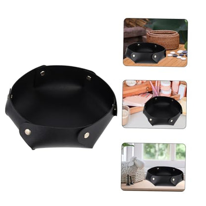 Portable Foldable PU Leather Dice Tray Thickened Desktop Storage Box Dice Holder for Tabletop RPG Games and Board Games Non-deformable Design Elegant Black Organizer for Home and