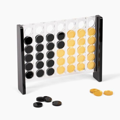 Unique Four in a Row - Acrylic 4 in a Row Game - Board Game Decor - Coffee Table Game - 2 Player Family Game - Connect The Four Pieces - Classic Strategy Game (Black and Gold) - color: Black and Gold
