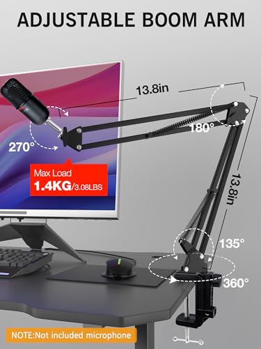 SoloCast Boom Arm Mic Stand, Adjustable Suspension Boom Scissor Arm Stand Compatible with HyperX SoloCast 2 & 1 Gaming Microphone by SUNMON - color: HyperX SoloCast Boom Arm
