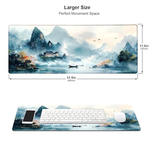 Large Mouse Pad, Desk Mat Computer Keyboard Pad Non-Slip Rubber Base Waterproof with Stitched Edges for Laptop Gaming, Office & Home 31.5 x 11.8 Inch (XL-13) - color: Xl-13