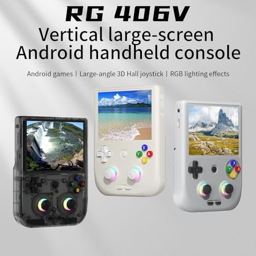 RG406V Handheld Game Console RG 406V 4-inch IPS Multi-touch Screen Retro Game Console No Card Android 13 Retro Emulator RG406V 5500mAh Battery 1080p DP WIFI Bluetooth Beige White - style: Beige White