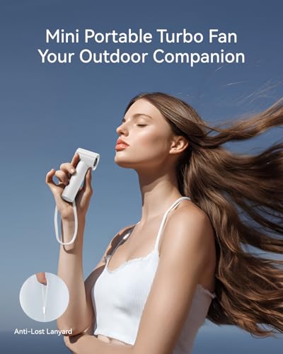 Portable Handheld Fan, Speed(1-199) Powerful Turbo Mini Fan, 30000 RPM High Speed Moter [14H Max Cooling Time] 5000mAh Battery Rechargeable,Pocket Personal Small Travel GIfts for Women Men,White - color: White