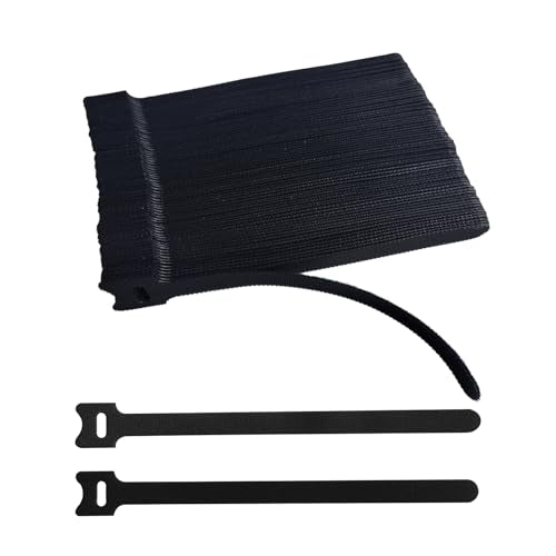 100 PCS 8 Inches Black Reusable Cable Ties, Adjustable Cord Straps, Cable Organizer, Cord Wrap and Hook Loop Cords Management - size: 8inches-100PCS