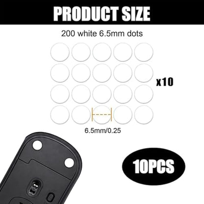 200 Pcs Dot Mouse Glide Sliders, Universal 6.5mm PTFE Mouse Feet Skate Stickers, Smooth Sliding Pads Compatible with All Mousepads, Wear-Resistant Smooth Glide Mice Glass Skates Pad (White) - size: Dia 6.5mm White