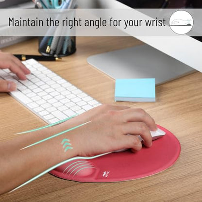 Mr. Pen- Ergonomic Mouse Pad with Wrist Rest | Red Breathable Fabric with Memory Foam Cushion, Non-Slip Rubber Base, Gel Mouse Pad with Wrist Support - color: Red