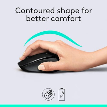 Logitech MK345 Wireless Keyboard and Mouse Combo with Palm Rest, 2.4 GHz USB Receiver, Compatible with PC, Laptop, Black - style: Combo