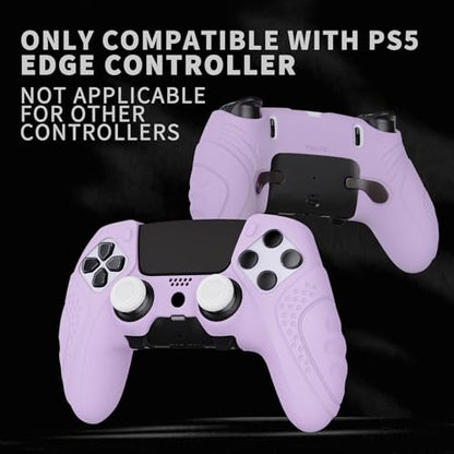 PlayVital Guardian Edition Anti-Slip Ergonomic Silicone Cover Case for ps5 Edge Controller, Soft Rubber Protector Skin for ps5 Edge Wireless Controller with Thumb Grip Caps - Mauve Purple - color: Mauve Purple