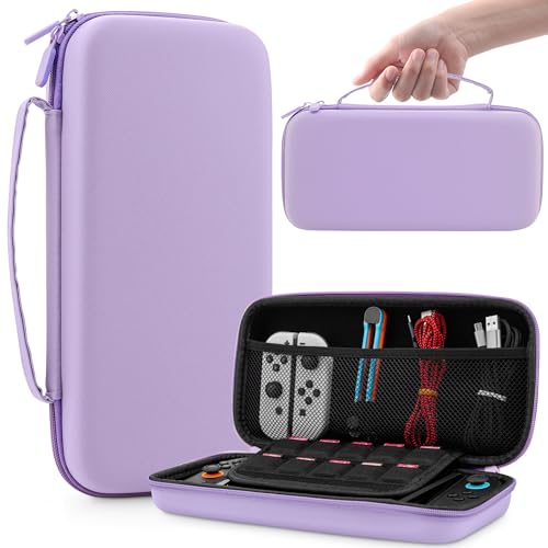 RHOTALL [Portable & Lightweight Carrying Case for Nintendo Switch 2 2025,Travel Hard Protective Switch 2 Case, Protector Accessories with 10 Game Cartridge slot (Purple) - color: purple 13