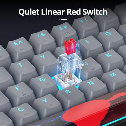 surmen 60% Wired Mechanical Gaming Keyboard, 68 Keys Backlit Ultra-Compact Mini Office Keyboard 60 Percent with Linear Red Switch for PC/Mac Gamer, Typist (68 Dolch) - color: 68 Dolch