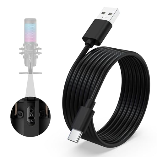 USB Type C Data Charging Cable Cord Compatible with HyperX QuadCast 2, SoloCast, QuadCast S USB Condenser Gaming Microphone, TONOR TC30,Elgato Wave 3 Mic 10Ft