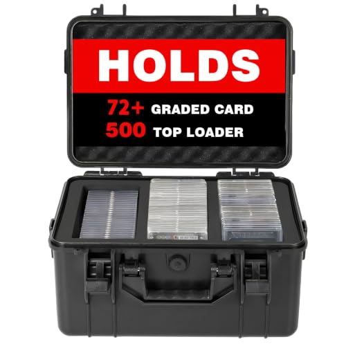 Graded Card Case, Waterproof Trading Card Storage Box for Card Slab | Graded Card Carrying Case Storage Box for 72+ PSA, CSG, BGS, SGC Sports Trading Cards with 7 EVA Foam - size: L (holds 72+ Graded Cards-waterproof)