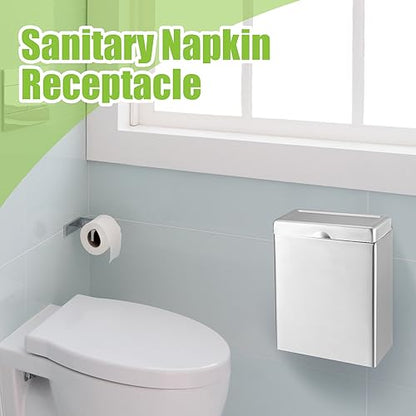 Tioncy Sanitary Napkin Receptacle, Tampon Disposal Bin Wall Mounted Tampon Holder Stainless Steel Sanitary Napkin Disposal Bins for Home Office Public Restrooms Bathroom(Natural Color, 1 Piece) - color: Natural Color