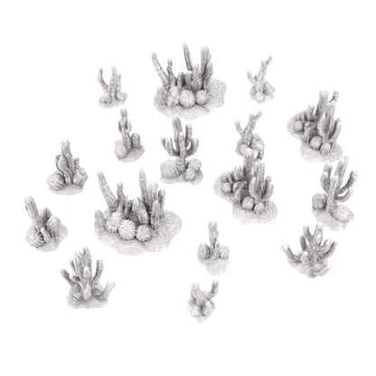 Tabletop Terrain Cactus Scatter Set, 16 Pieces, 28mm Scale, 1-2 Inches Tall