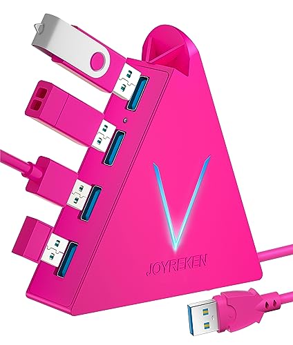 USB Hub 3.0, JoyReken 4-Port USB Splitter for Laptop, Ps4 Keyboard and Mouse Adapter Compatible with Xbox, PC, MacBook, Surface Pro, Flash Drive, HDD, Console, Printer, Camera,Keyborad,Mouse, Hot Pink - color: HotPink-A