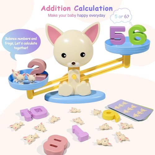 Puppy Balance Counting Toys, Cool Math Learning Games for Boys and Girls, Educational Number Toy Preschool Puppy Balance Counting Toy, Fun Children's Gift STEM Math Games Toys for Kids Age 3+(63 PCS) - style: Puppy