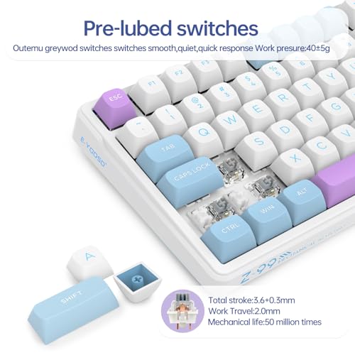 E-YOOSO Wired Creamy Mechanical Keyboard, Hot Swappable Pre-lubed Linear Switches, Gasket Structure with Sound Dampening Foam, Cyan LED Backlit, 96% Custom Gaming Keyboard for PC/MAC
