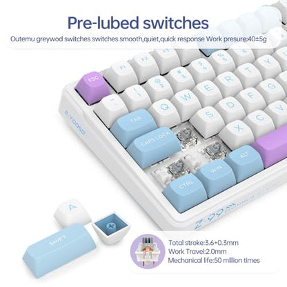 E-YOOSO Wired Creamy Mechanical Keyboard, Hot Swappable Pre-lubed Linear Switches, Gasket Structure with Sound Dampening Foam, Cyan LED Backlit, 96% Custom Gaming Keyboard for PC/MAC
