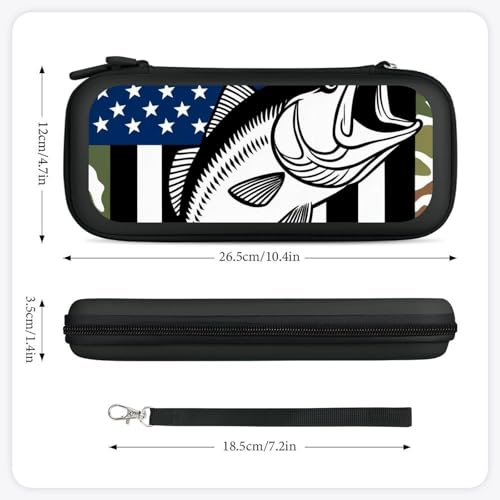 PUYWTIY Portable Hard Shell Case Compatible with Nintendo Switch, Travel Carrying Storage Bag with 15 Game Cartridges American Flag Camo Fishing Fish Game Console Pouch - color: Color(98)