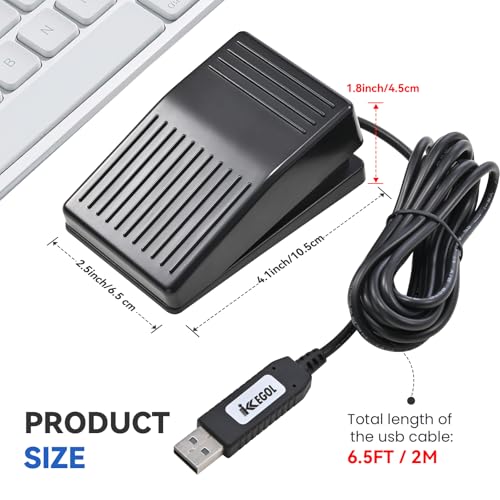 iKKEGOL Upgraded USB Foot Pedal, IP37 Waterproof Hands-Free Control Pedal, One Key Programmable Footswitch Game Mouse Keyboard for Transcription, Gaming, Work Page Turner HID Mechanical Switch