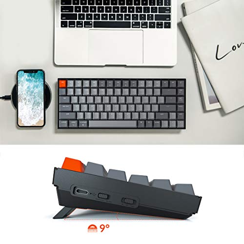 Keychron K2 75% Layout Bluetooth Mechanical Keyboard Super Red Switch/White LED Backlit/Anti Ghosting/N-Key Rollover/84 Key USB C Wired Computer Keyboard for Mac Windows-Version 2 - color: Red Switch